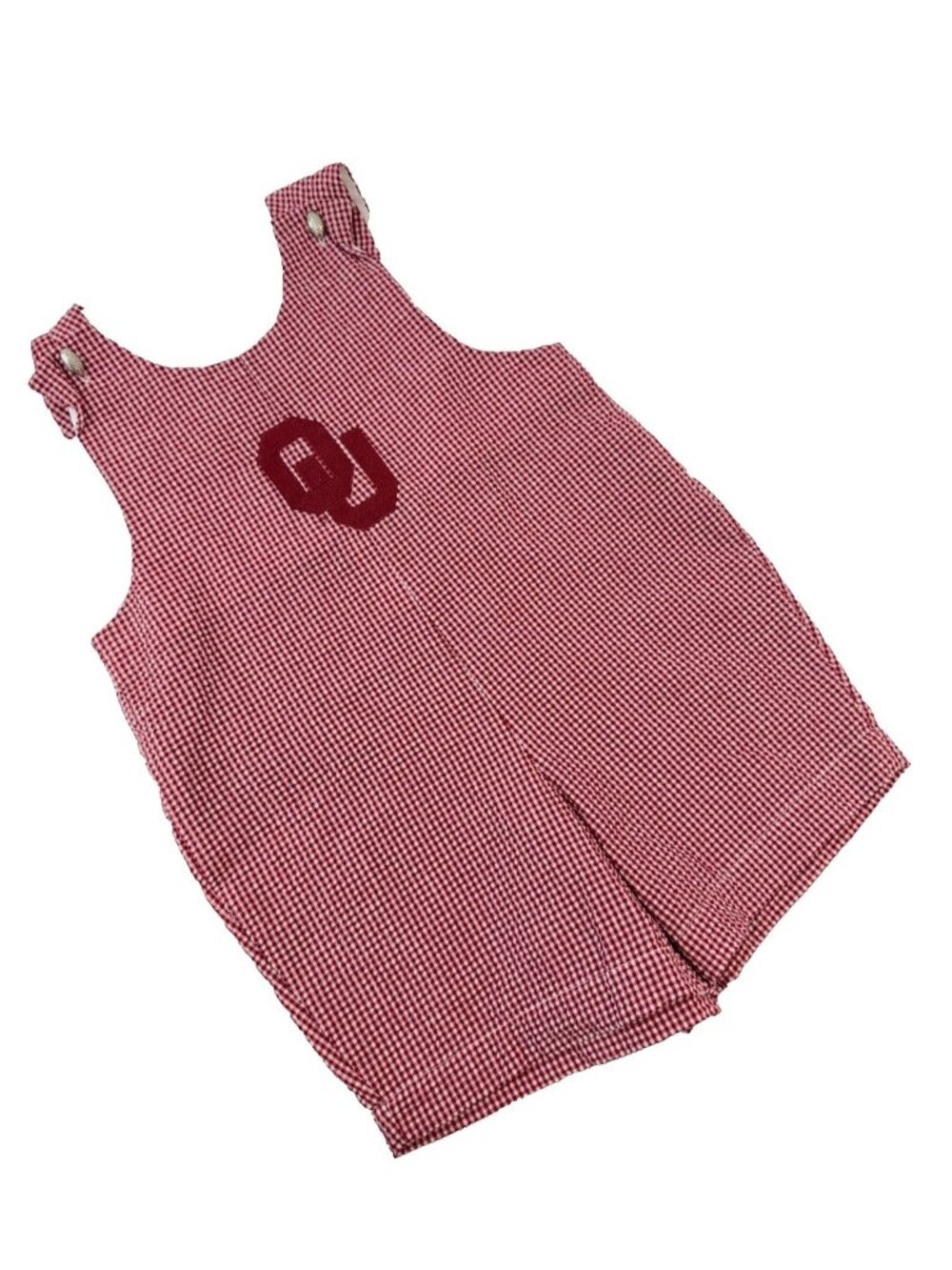 Sara Lynn Togs Red White Gingham Embroidered Jon Jon OU Oklahoma Sooners 3T